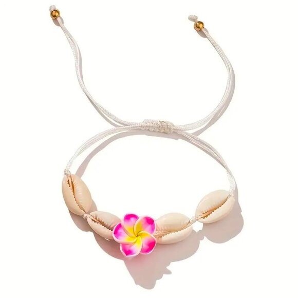 Shell Bracelet Anklet Orchid Hot Pink Minimalist Summer Beach Surfer Vacation - Picture 2 of 4